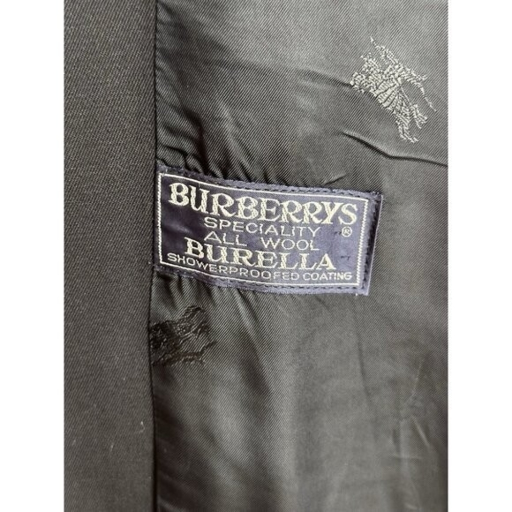 Authentic Burberry 100% Wool Navy Blue Midi Trench Coat Women's 10 Waterproof - Picture 10 of 13